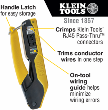 Compact Data Cable Crimping Tool, 8-Position, Weighs 0.6 lbs