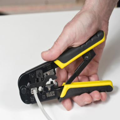 Ratcheting Modular Crimper/Stripper for RJ45, RJ11, RJ12, Cuts/Strips/Crimps 7.5 Inch
