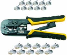 Modular Installation Kit with Ratcheting Crimper, Includes 10 RJ11 & 10 RJ45 Plugs
