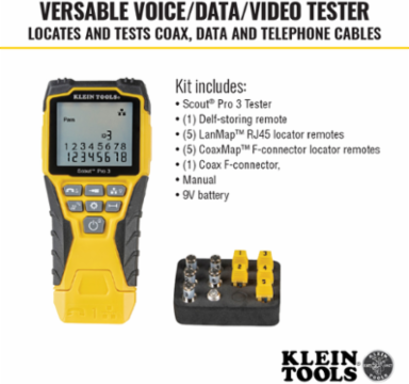 Scout® Pro 3 Ethernet Cable Tester Kit, 2000 Feet Measurement, Includes Remotes