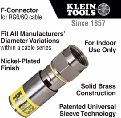 Professional F-Compression Connectors RG6/6Q 10-Pack, 1 Inch x 3 Inch