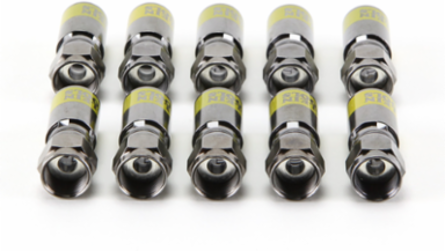 Professional F-Compression Connectors RG6/6Q 10-Pack, 1 Inch x 3 Inch
