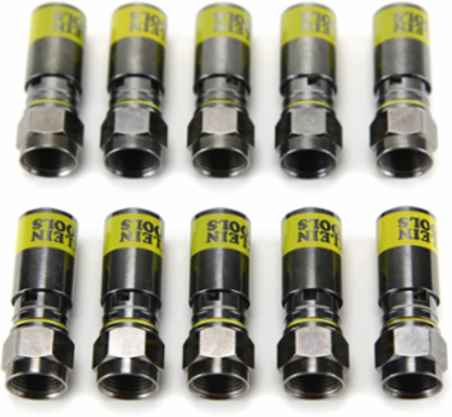 Professional F-Compression Connectors RG6/6Q 10-Pack, 1 Inch x 3 Inch
