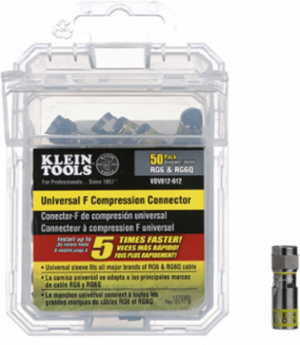 Universal F Compression Connectors RG6/6Q 50-Pack, 3 Inch Width, 0.1 lbs Weight