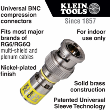 Universal BNC Compression Connectors 35-Pack, RG6/6Q, 3 Inch Width
