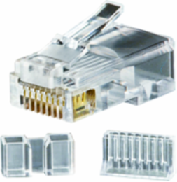 RJ45 CAT6 Modular Data Plugs 25-Pack, 8P8C, Clear, 50 Micro-Inch Gold Plating
