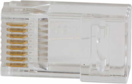 Pass-Thru Modular RJ45 Data Plug, CAT5e, 50-Pack, 8P8C, Clear