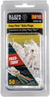 Pass-Thru Modular RJ45 CAT6 Connector 50-Pack, 8P8C, 0.04-Inch Max Diameter