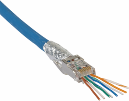 Pass-Thru™ RJ45 CAT6A Shielded Data Plugs, 100-Pack, 8P 8C, 0.043-Inch Max Diameter