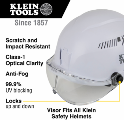 Clear Half-Face Visor for Safety Helmets, 7 Inch x 4 Inch Lens, UV Protection