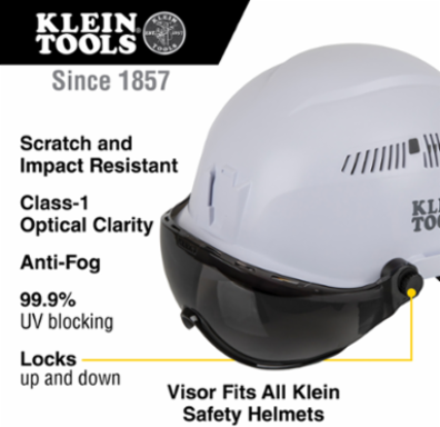 Safety Helmet Visor with Gray Tint, Polycarbonate, UV Protection, 7" x 4" Window