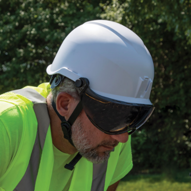 Safety Helmet Visor with Gray Tint, Polycarbonate, UV Protection, 7" x 4" Window