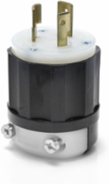 Locking Plug, 20 Amp, 250 Volt, Industrial Grade, Black & White