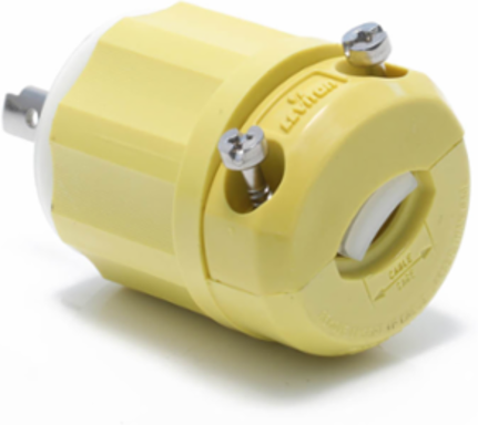 Locking Plug, 20 Amp, 125 Volt, Industrial Grade, Corrosion Resistant, Yellow & White