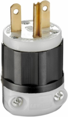 Straight Blade Plug, 15 Amp, 250 Volt, Industrial Grade - Black & White