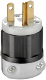 Straight Blade Plug, 15 Amp, 250 Volt, Industrial Grade - Black & White