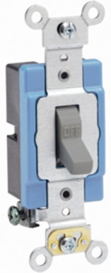 15 Amp Quiet Toggle Switch, Extra Heavy Duty, 120/277 Volt, Self-Grounding, Gray