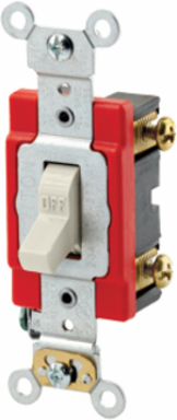 20 Amp Toggle Switch, Single-Pole, Quiet, Extra Heavy Duty, 120/277 Volt, Light Almond