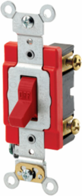 20 Amp Double-Pole Toggle Switch, Quiet, Red, 120/277 VAC, Extra Heavy-Duty