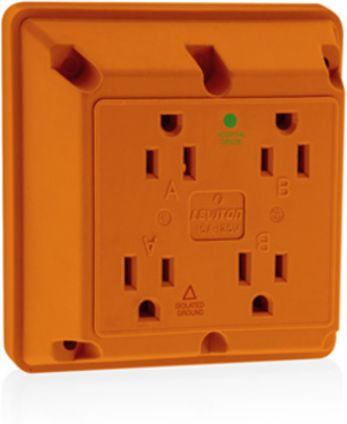 15 Amp 4-in-1 Isolated Ground Quadruplex Receptacle, Hospital Grade, 125 Volt