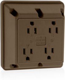 15 Amp 4-in-1 Quadruplex Receptacle Outlet, Heavy-Duty, 125 Volt, Brown