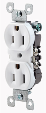 Residential Grade 15 Amp 125 Volt NEMA 5-15R Duplex Receptacle, Side Wired, White