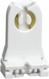 Medium Base, Bi-Pin, Standard Fluorescent Lampholder, Tall Profile, Slide-On, Turn-Type, Disconnect, Quick-Connect 18AWG Solid or Str. Tinned - White