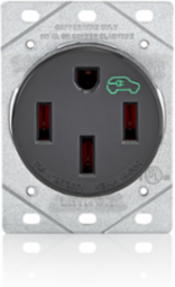 50 Amp NEMA 14-50R EV Charging Receptacle/Outlet, Flush Mount, Industrial Grade