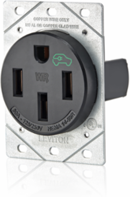 50 Amp EV Charging Receptacle/Outlet, Heavy Duty, Weather-Resistant