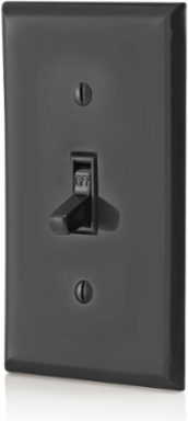 15 Amp Toggle Switch, Grounding, 120 Volt, Quickwire Push-In & Side Wired, Black