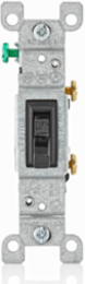 15 Amp Toggle Switch, Grounding, 120 Volt, Quickwire Push-In & Side Wired, Black