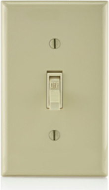 15 Amp Toggle Switch, Grounding, Ivory, 120 VAC, Quickwire Push-In & Side Wiring