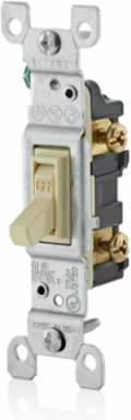 15 Amp Toggle Switch, Grounding, Ivory, 120 VAC, Quickwire Push-In & Side Wiring