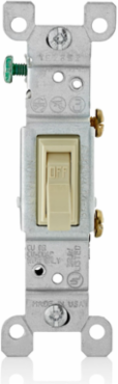 15 Amp Toggle Switch, Grounding, Ivory, 120 VAC, Quickwire Push-In & Side Wiring