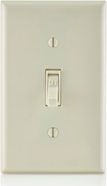 15 Amp Framed Toggle Switch, Grounding, Light Almond, 120 Volt