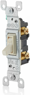 15 Amp Framed Toggle Switch, Grounding, Light Almond, 120 Volt