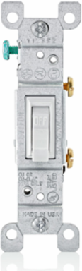 15 Amp Toggle Switch, 120 Volt, Thermoplastic, Grounding, UL/CSA Certified