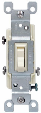 15 Amp 3-Way Toggle Switch, 120 Volt, Grounding, Thermoplastic Body, Quickwire