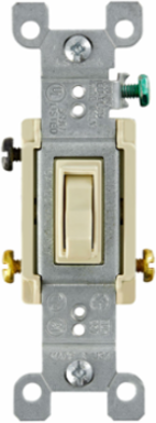 15 Amp 3-Way Toggle Switch, Grounding, 120 Volt, Thermoplastic, Ivory