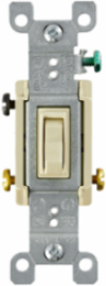 15 Amp 3-Way Toggle Switch, Grounding, 120 Volt, Thermoplastic, Ivory