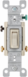 15 Amp 3-Way Toggle Switch, Grounding, 120 Volt AC, Light Almond