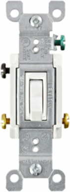 15 Amp 3-Way Toggle Switch, 120 Volt, Grounding, White