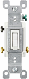 15 Amp 3-Way Toggle Switch, 120 Volt, Grounding, White