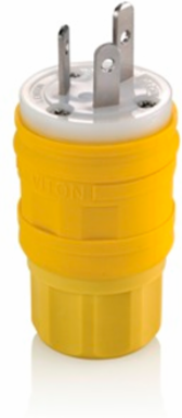 Wetguard Watertight Straight Blade Plug, 15A-125V/10A-250V, IP66/IP67/IP69K Ratings