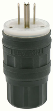 Wetguard 15 Amp Watertight Locking Plug, NEMA 5-15P, IP69K Rating, Black