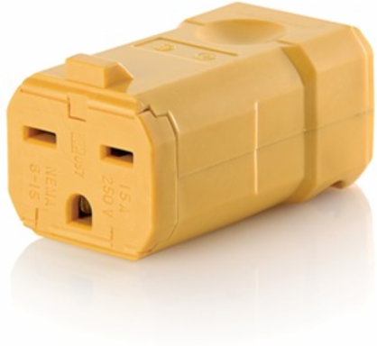Python Straight Blade Connector, 15 Amp, 250 Volt, NEMA 6-15R, Yellow