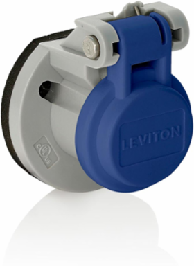 Male/Female Panel Mount Receptacle Enclosure, Blue, Thermoplastic Housing, NEMA 3R