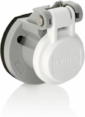 Male/Female Panel Mount Receptacle Enclosure, NEMA 3R Rated, White Thermoplastic