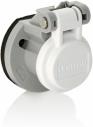 Male/Female Panel Mount Receptacle Enclosure, NEMA 3R Rated, White Thermoplastic