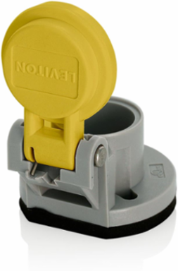 Male/Female Panel Mount Receptacle Enclosure, Thermoplastic Housing, Yellow